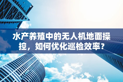 水产养殖中的无人机地面操控，如何优化巡检效率？