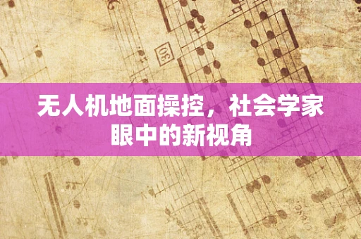 无人机地面操控，社会学家眼中的新视角